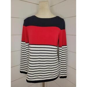 Tommy Hilfiger medium red white & blue boat neck sweater